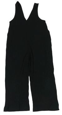 Černý žebrovaný kalhotový overal Uniglo