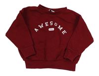 Červená oversize mikina s nápisem Everyday