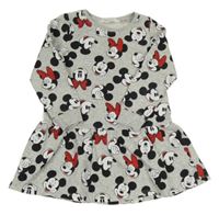 Šedé melírované teplákové šaty s Minnií a MIckeym H&M