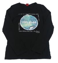 Černé triko s planetou z překlápěcích flitrů S. Oliver
