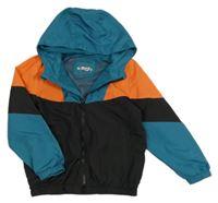 Černo-tmavozeleno-oranžová šusťáková jarní bunda s kapucí Primark