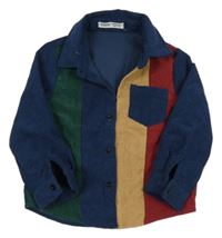 Tmavomodro-barevná pruhovaná manšestrová košile Shein