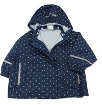 Tmavomodrá šusťáková bunda s puntíky a odepínací kapucí Impidimpi