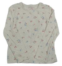 Světlerůžové melírované triko s kytičkami Primark