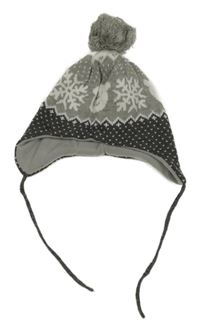 Šedo-tmavošedá vzorovaná čepice s obrázky H&M