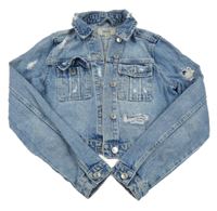 Modrá riflová crop bunda s prošoupáním New Look