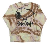 Béžovo-růžovo-fialová batikovaná mikina se Snoopym H&M