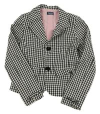 Černo-bílý kostkovaný plátěný jarní kabátek Twiddy