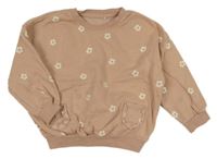 Světlerůžová kytičkvoaná mikina s kapsami George 