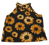 Černý halenkový crop top s květy Shein