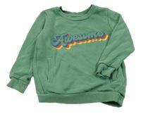 Zelená mikina s nápisem Nutmeg