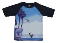 Tmavmodré UV tričko s palmami Alive