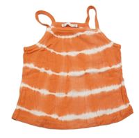Oranžovo-bílý batikovaný žebrovaný crop top M&S