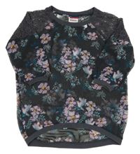 Šedá šifonová květovaná halenka s madeirou Yigga