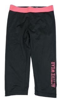 Černo-růžové sportovní capri legíny s nápisem Stop+Go
