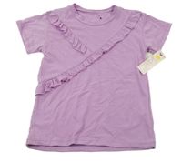 Nové - Lila tričko s volánky 