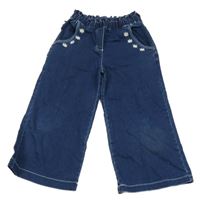 Tmavomodré teplákové culottes rifle s kytičkami Boboli