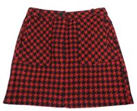 Červeno-černá kostkovaná vlněná sukně Dunnes