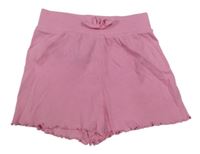 Růžové bavlněné žebrované kraťasy Primark