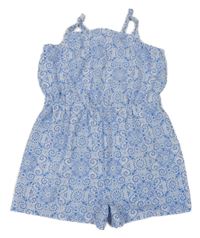 Modro-bílý vzorovaný kraťasový overal Primark