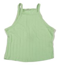 Světlezelený žebrovaný crop top Shein 