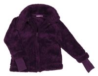 Purpurová chlupatá bunda s límcem 