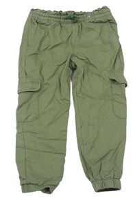 Khaki cargo cuff podšité kalhoty H&M