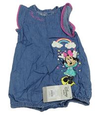 Modrý riflový kraťasový overal s Minnie a volánky PRIMARK