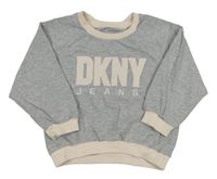Šedo-světlepudrová melírovaná mikina s logem DKNY