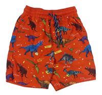 Červené plážové kraťasy s dinosaury George