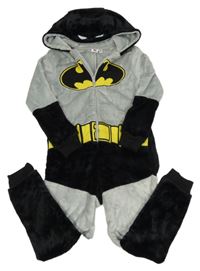 Šedo-černá plyšová kombinéza s kapucí a pláštěm - Batman