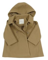 Béžový flaušový jarní kabát s kapucí Next 