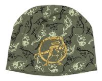 Khakišedá čepice s dinosaury dopodopo