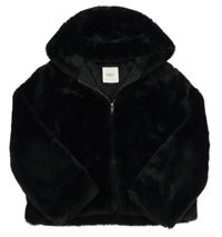 Černá kožešinová podšitá bunda s kapucí zn. M&S