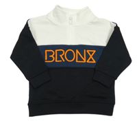 Černo-tmavomodro-bílá mikina s nápisem PRIMARK