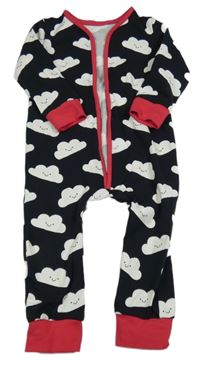 Černo-červený overal s bílými obláčky