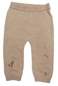 Pudrové melírované pletené tepláky s kytičkami George