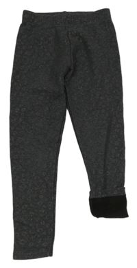 Tmavošedé vzorované melírované teplákové zateplené legíny PRIMARK