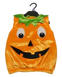 Nové - Kostým - Oranžovo-zelená plyšová zateplená vesta - dýně amscan