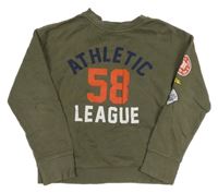 Khaki mikina s číslem a nápisy H&M