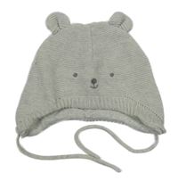 Světlešedá melírovaná pletená zavazovací čepice - medvídek H&M