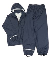 Nové - 2Set - Tmavomodrá nepromokavá bunda s odepínací kapucí + kalhoty name it.