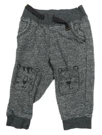 Šedo-černo-antracitové melírované tepláky se zvířátky C&A