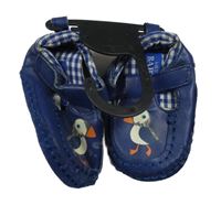 Nové - tmavomodré kožené capáčky s papuchalkem M&S vel. 15