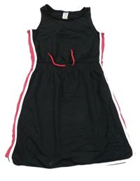 Černo-malinové šaty s bílými pruhy C&A