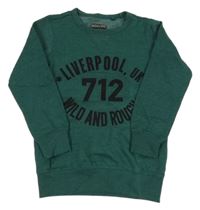 Tmavozelená melírovaná mikina s číslem a nápisy 