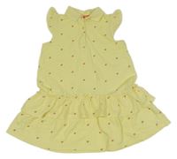 Světležluté šaty s ovocem a volánky a límečkem Next