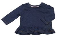 Tmavomodré melírované triko s volánkem PRIMARK