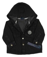 Nové - černá riflová košilová bunda s nášivkou a kapucí TAHARI