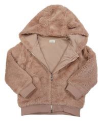 Starorůžový kožešinový podšitý bomber s kapucí s oušky F&F